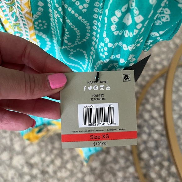 NWT John Mark Floral Spring Flutter Sleeve Dress, Turquoise and Yellow, XS - Picture 4 of 6